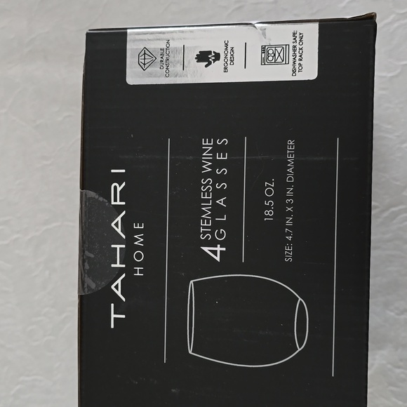 2X HOST PICK. BNIB Tahari Home 18.5oz Stemless Wine Glasses. Set of 4 - Picture 2 of 4